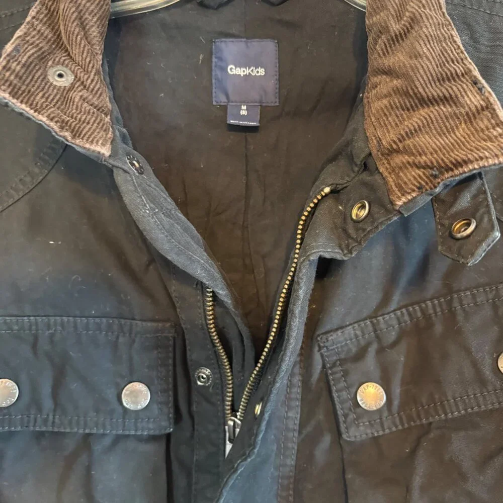 GapKids Black Cotton With Brown Corduroy Collar Medium Weight Size Kids 8